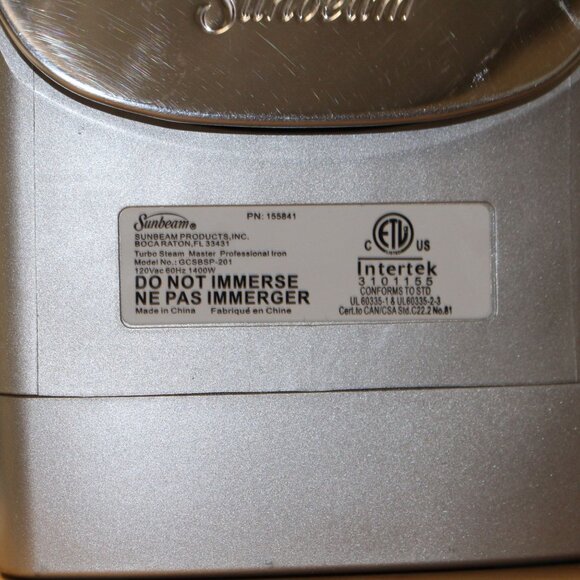 Sunbeam Turbo Steam Master Prof Iron Silver/Blue Model GCSBSP-201 Retractable Co - Picture 3 of 13